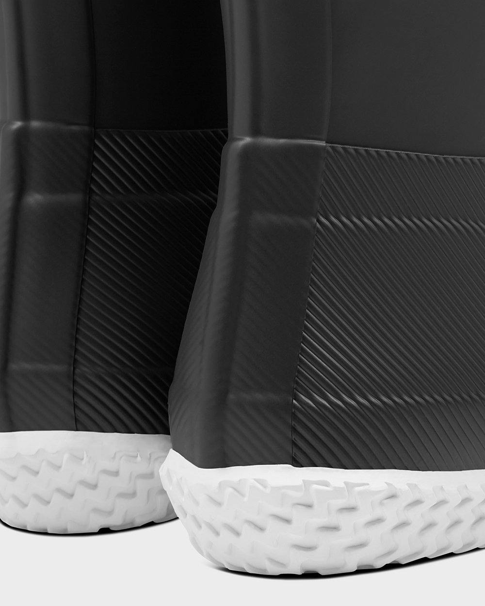 Krótkie Gumowce Męskie - Hunter Original Flat Heel Calendar Sole - Czarne/Czerwone - UDNS-57138